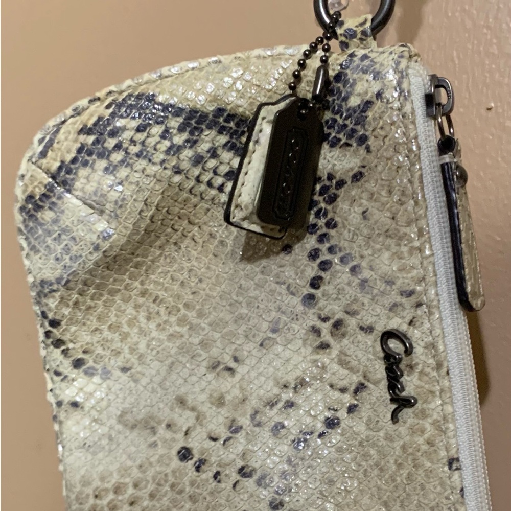 Coach Cream and Black Snakeskin Wristlet
